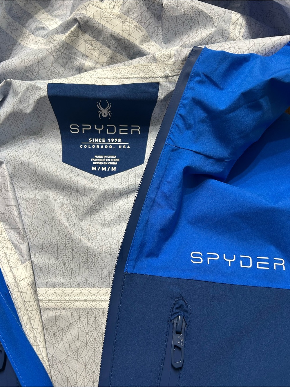 Spyder Men’s Waterproof Hooded Rain Jacket Royal Blue Medium NWT - Picture 3 of 6